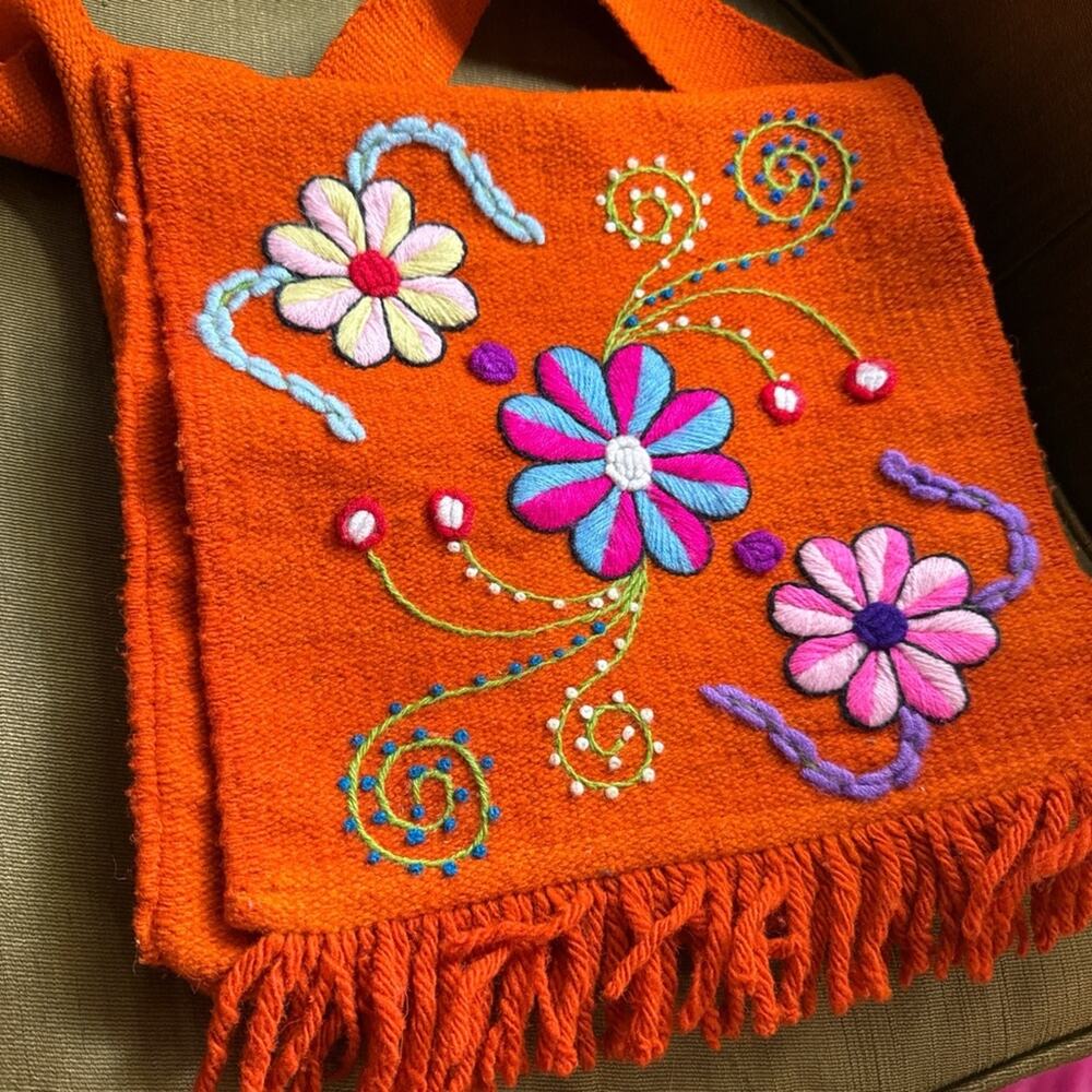 Peru wool hippie crossbody bag